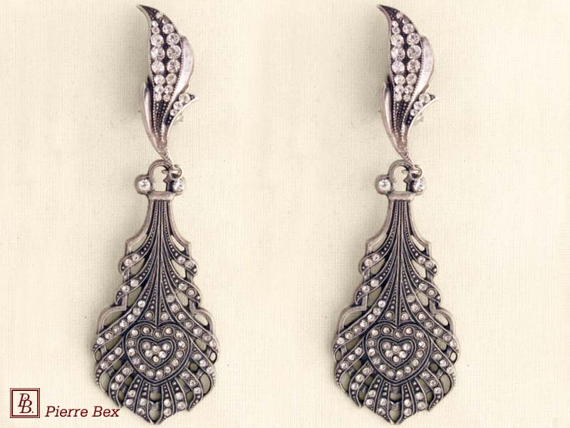 Pierre-Bex Art-Deco large earclips with rhinestones 45255-05