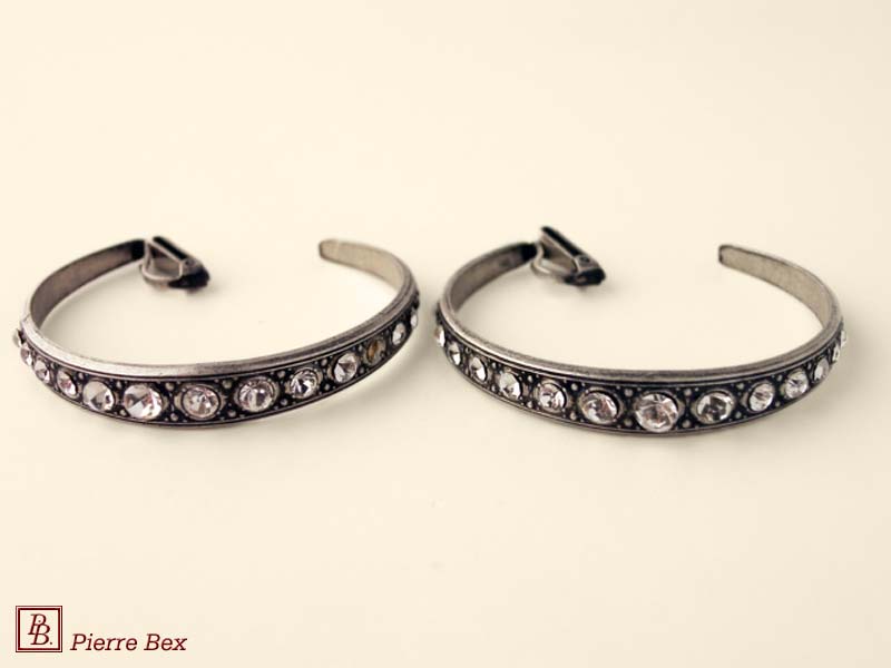 Pierre-Bex Art-Deco creoles earclips rhinestones 45295-02