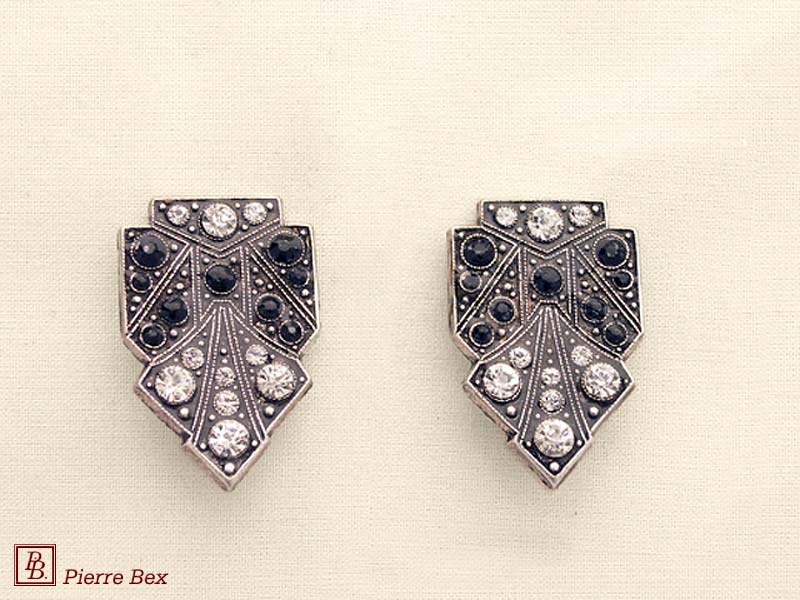 Pierre-Bex Art-Deco earclips with rhinestones 45565-02