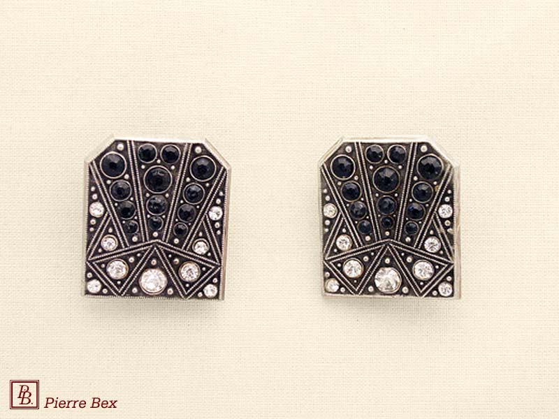 Pierre-Bex Art-Deco earclips with rhinestones 45565-04